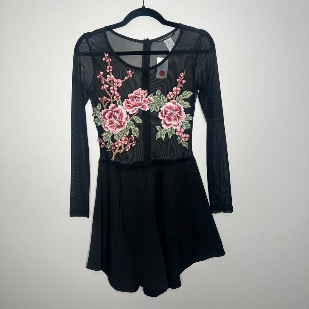 Black Floral Mesh Romper